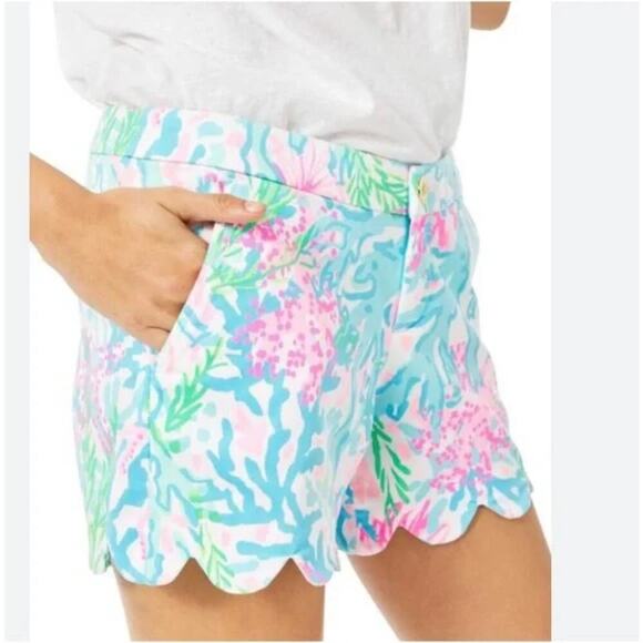 Lilly Pulitzer Women's 5" Buttercup Low Rise Stretch Scalloped Shorts Size 6 - Picture 1 of 7